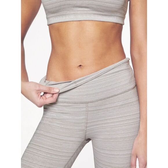 ATHLETA Beige Textured High Rise Jacquard Chaturanga 7/8 Leggings LT Large Tall - Picture 3 of 10